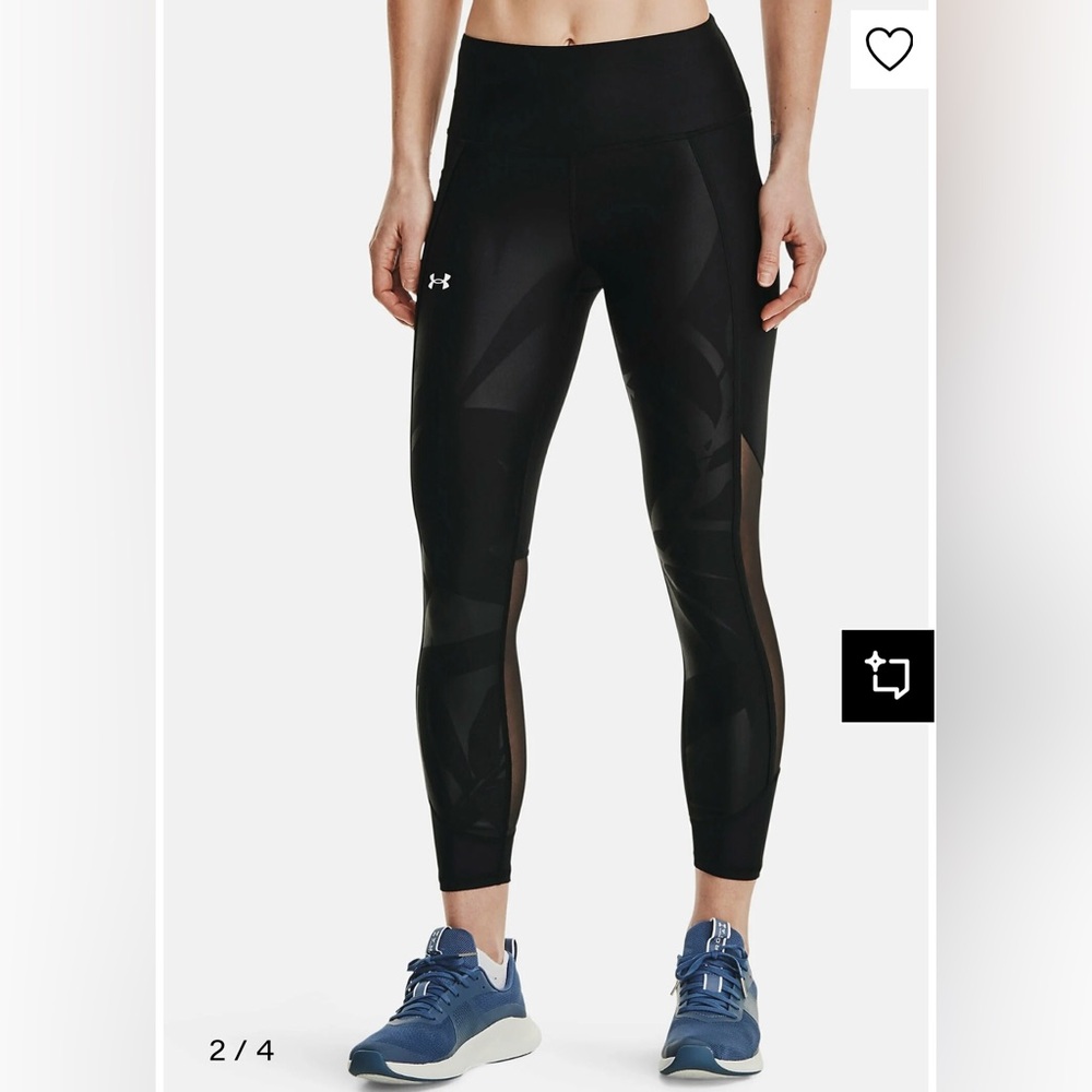 NWOT Under Armour Black Mesh-Accent Compression Leggings XS
